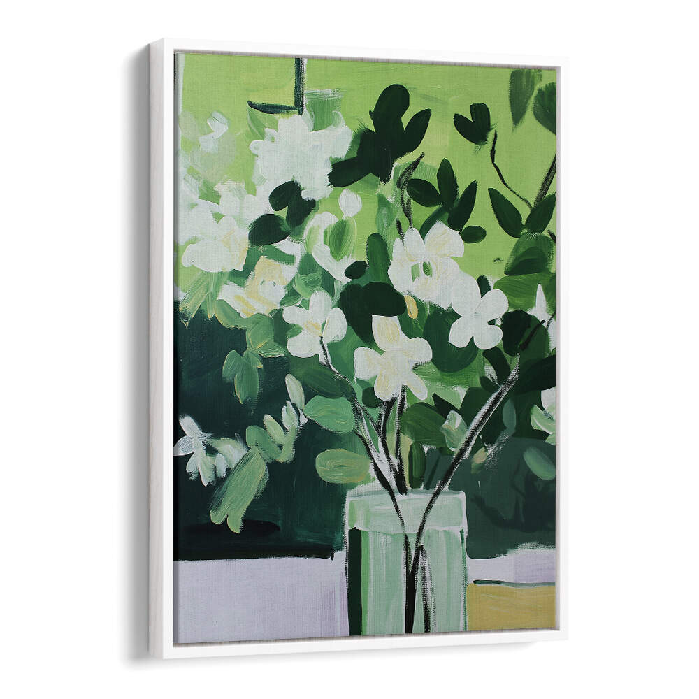 VIBRANT GREEN PALETTE , FLORAL FLOWER PAINTINGS