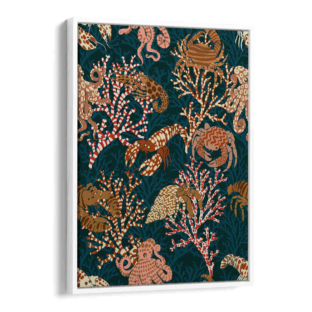 Vibrant CORAL REEF I beach paintings showcasing marine life, perfect for creating a coastal oasis at your home.