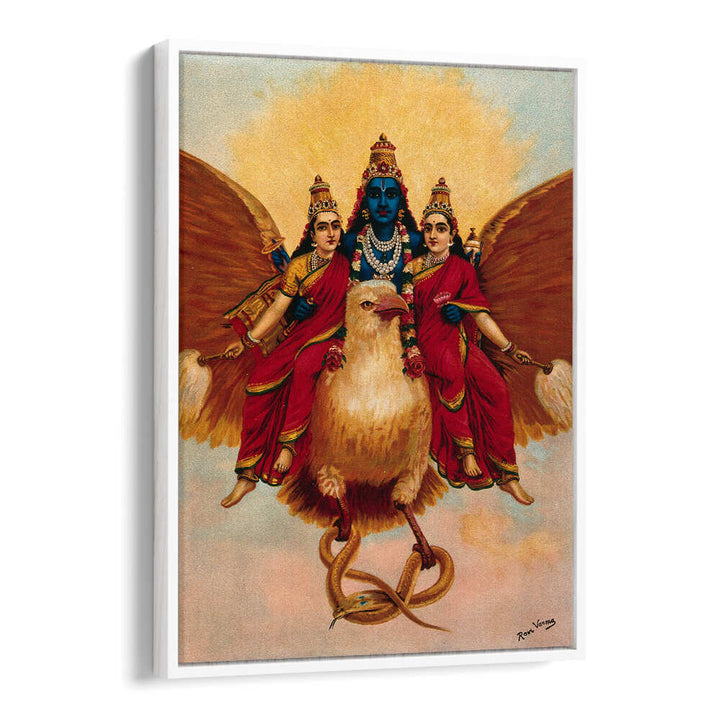 VISHNU ACCOMPANIED BY HIS WIVES RIDING ON GARUDA