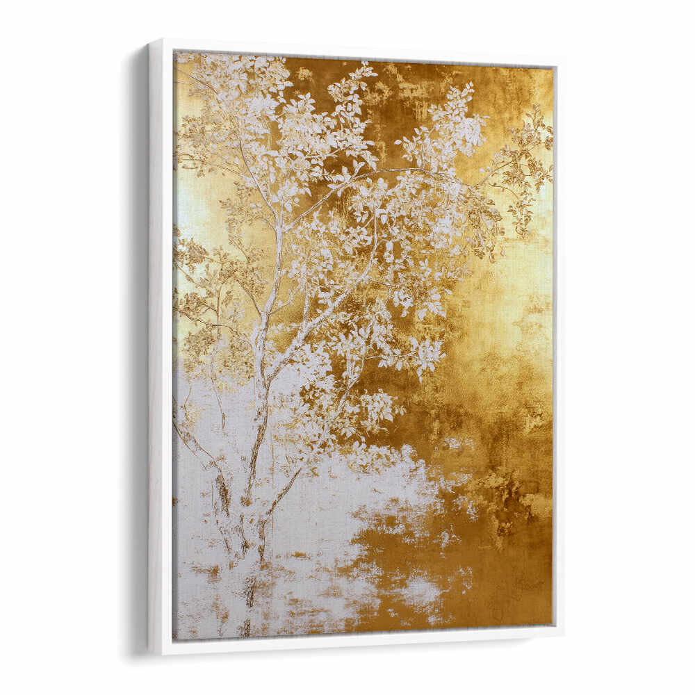 WHITE AND GOLD NATURE LANDSCAPE  , FLORAL FLOWER PAINTINGS