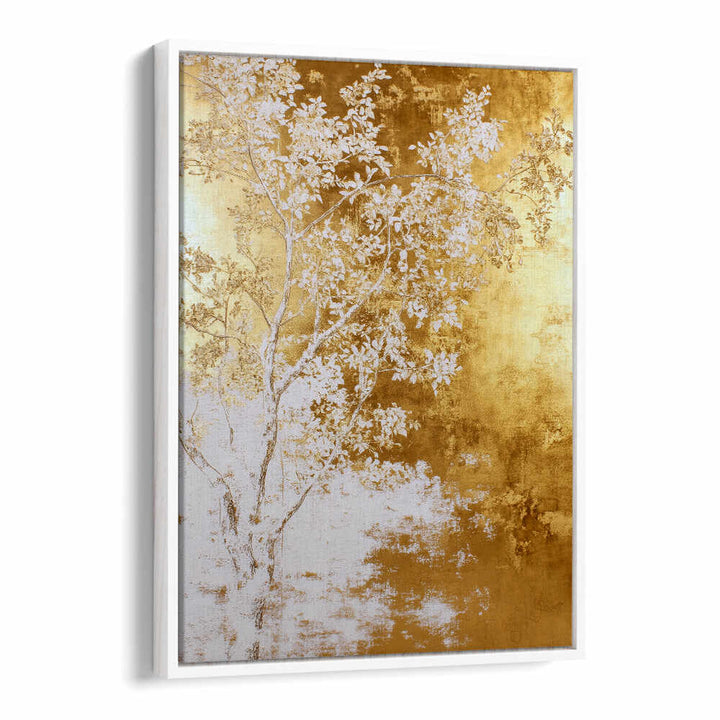 WHITE AND GOLD NATURE LANDSCAPE  , FLORAL FLOWER PAINTINGS