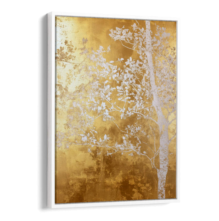 WHITE AND GOLD NATURE LANDSCAPE III , FLORAL FLOWER PAINTINGS