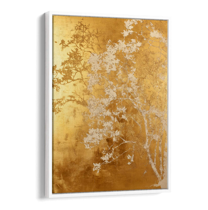 WHITE AND GOLD NATURE LANDSCAPE II , FLORAL FLOWER PAINTINGS