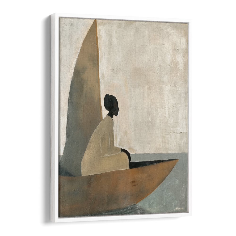Elegant WOMAN ON BOAT, PORTRAITS artwork showcasing a serene figure aboard, perfect for any art lover's collection.