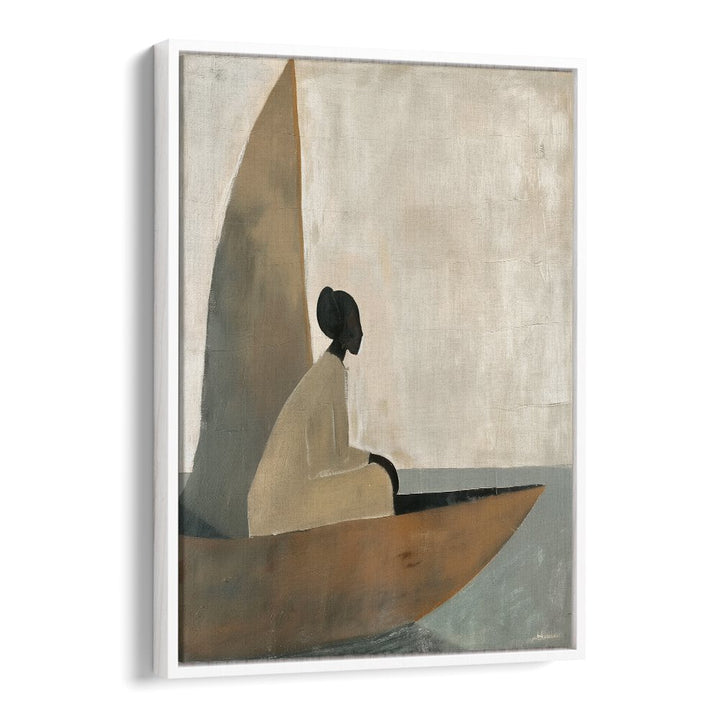 Elegant WOMAN ON BOAT, PORTRAITS artwork showcasing a serene figure aboard, perfect for any art lover's collection.