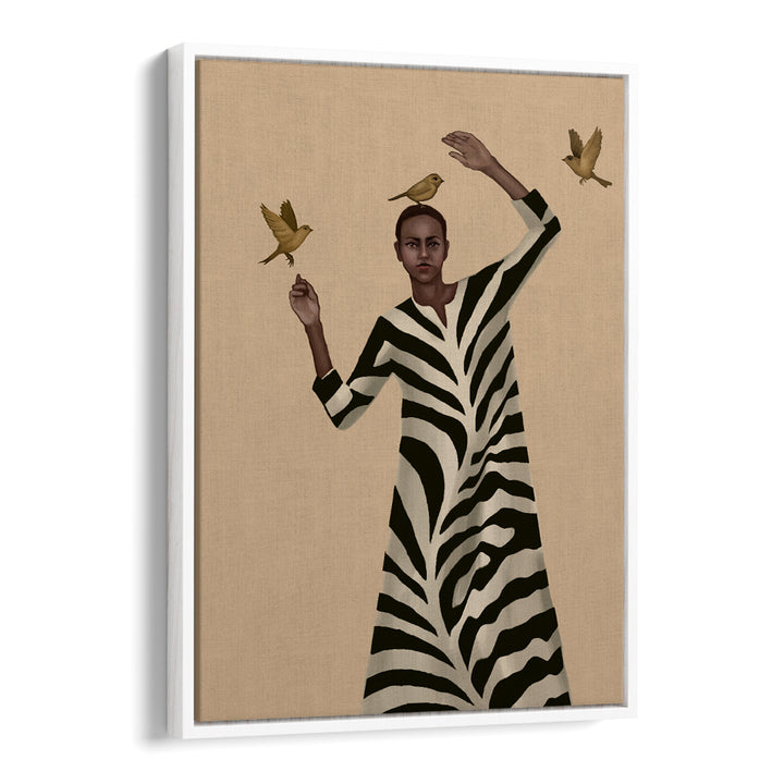 WOMAN WITH BIRDS & ZEBRA, SURREAL ART PRINTS