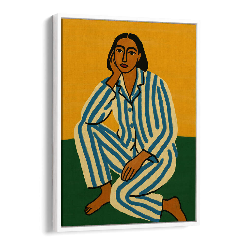 WOMAN IN STRIPED PAJAMAS , PORTRAITS & FIGURATIVE ILLUSTRATIONS