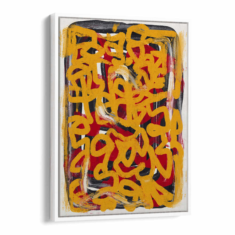 YELLOW DOTTED LINE ART ABSTRACT , LINE ART PAINTINGS