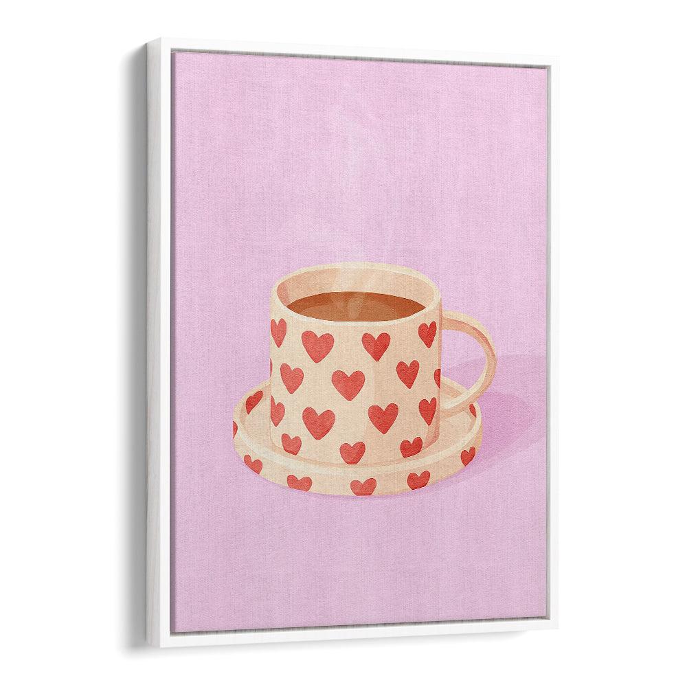PINK HEART MUG WARM COFFEE