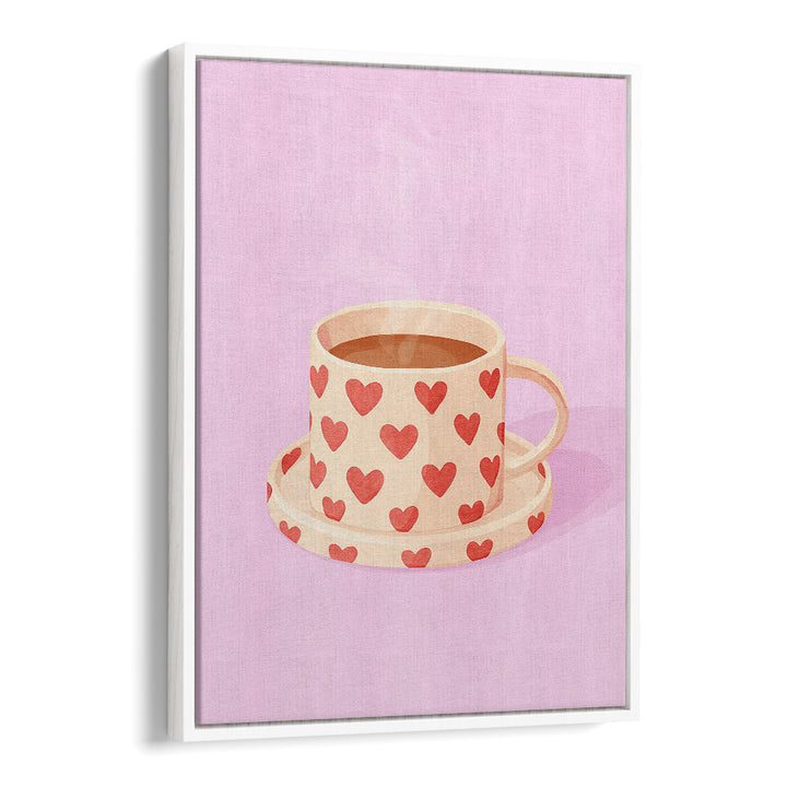 PINK HEART MUG WARM COFFEE