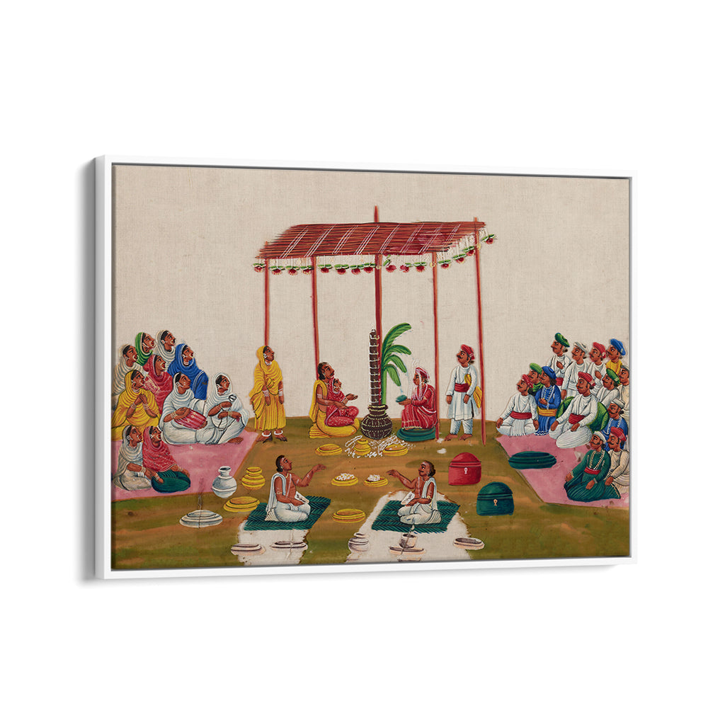 A MARRIAGE CEREMONY DURING 19TH CENTURY , INDIAN ART PAINTINGS