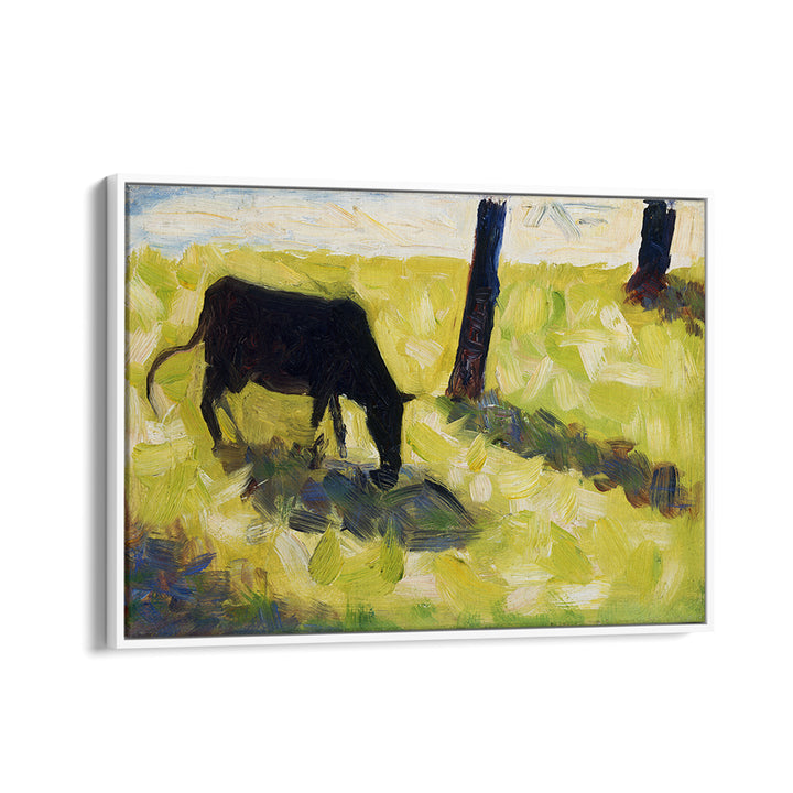 BLACK COW IN A MEADOW (CA. 1881) , VINTAGE PAINTINGS