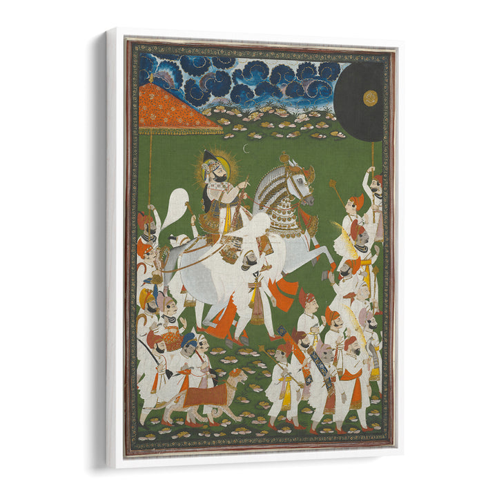 MAHARANA BHIM SINGH IN PROCESSION BY GHASI , INDIAN ART PAINTINGS
