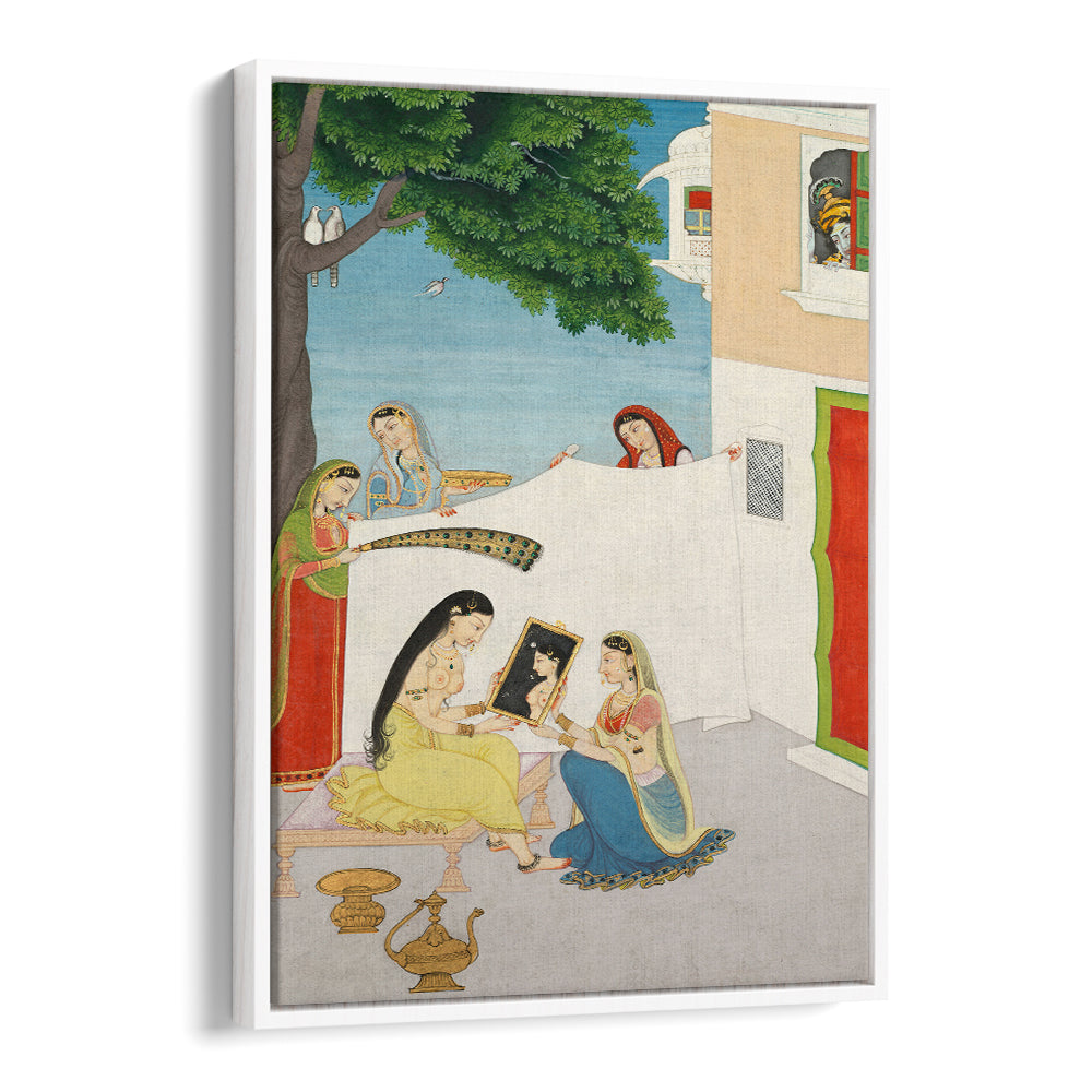 TOILETTE OF RADHA , INDIAN ART PAINTINGS