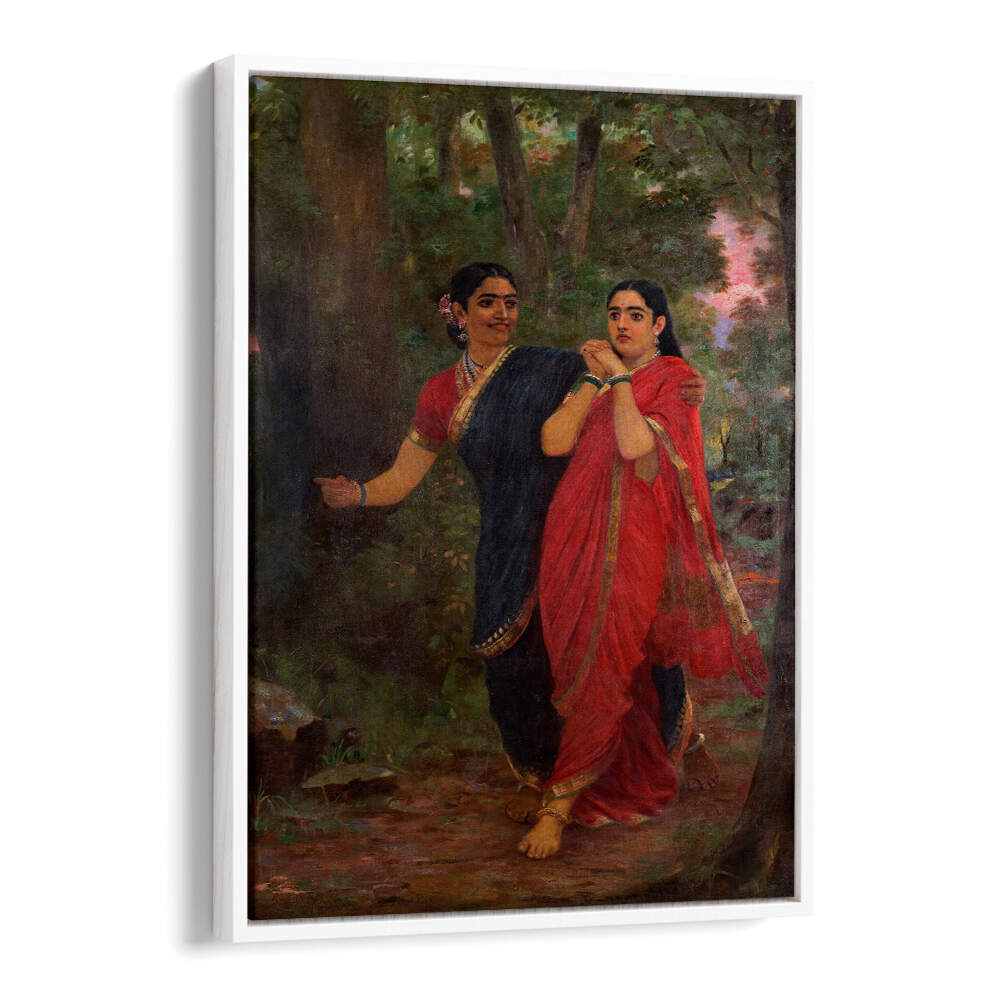 RAVI VARMA DRAUPADI AND SIMHIKA , INDIAN ART PAINTINGS