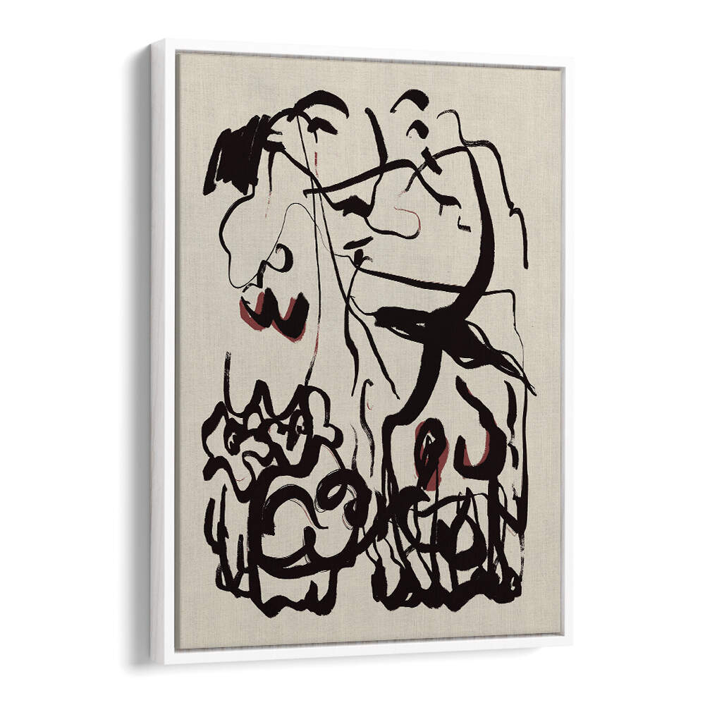 BLACK LINES AND SUBTLE RED ACCENTS , ABSTRACT PAINTINGS