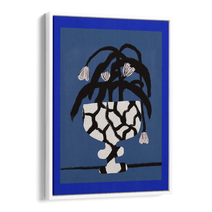 CRACKED VASE IN BLUE , FLORAL FLOWER PAINTINGS