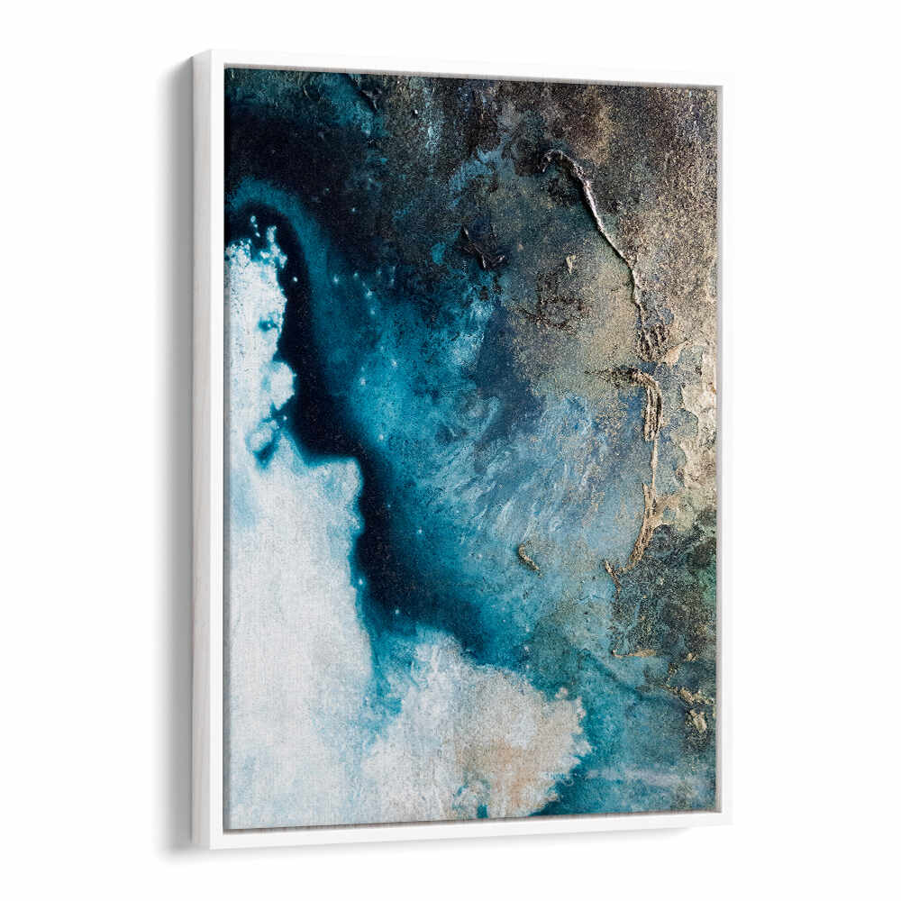 Stunning blue and gold artwork from THE EDGE, ABSTRACT PAINTINGS collection, perfect for modern home decor.