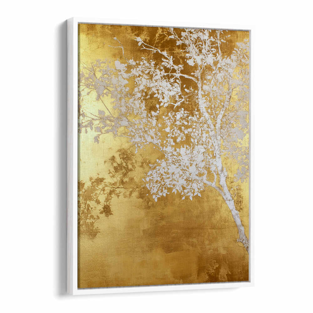 WHITE AND GOLD NATURE LANDSCAPE V , FLORAL FLOWER PAINTINGS