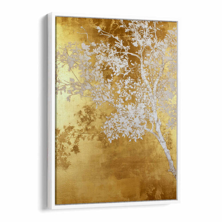 WHITE AND GOLD NATURE LANDSCAPE V , FLORAL FLOWER PAINTINGS