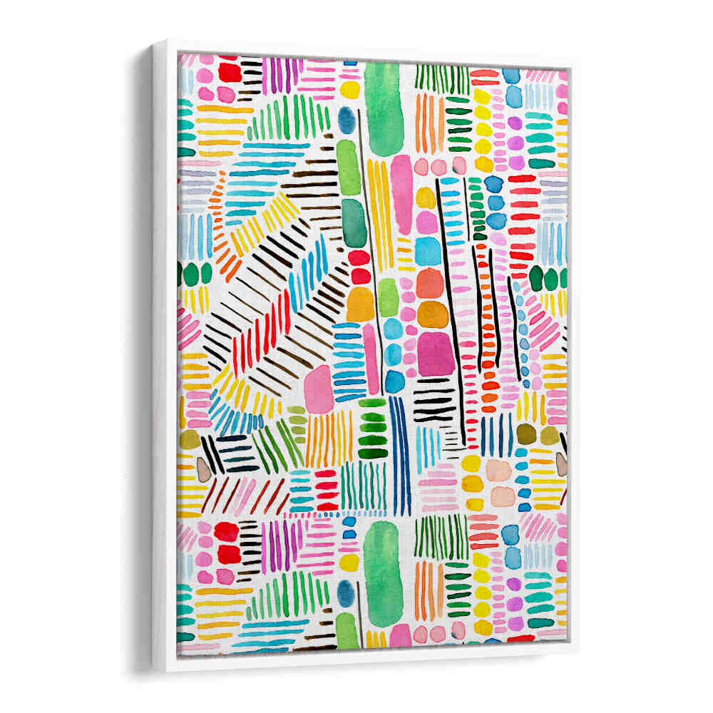 RAINBOW STITCHES WHITE BG , PATTERN ART PRINTS