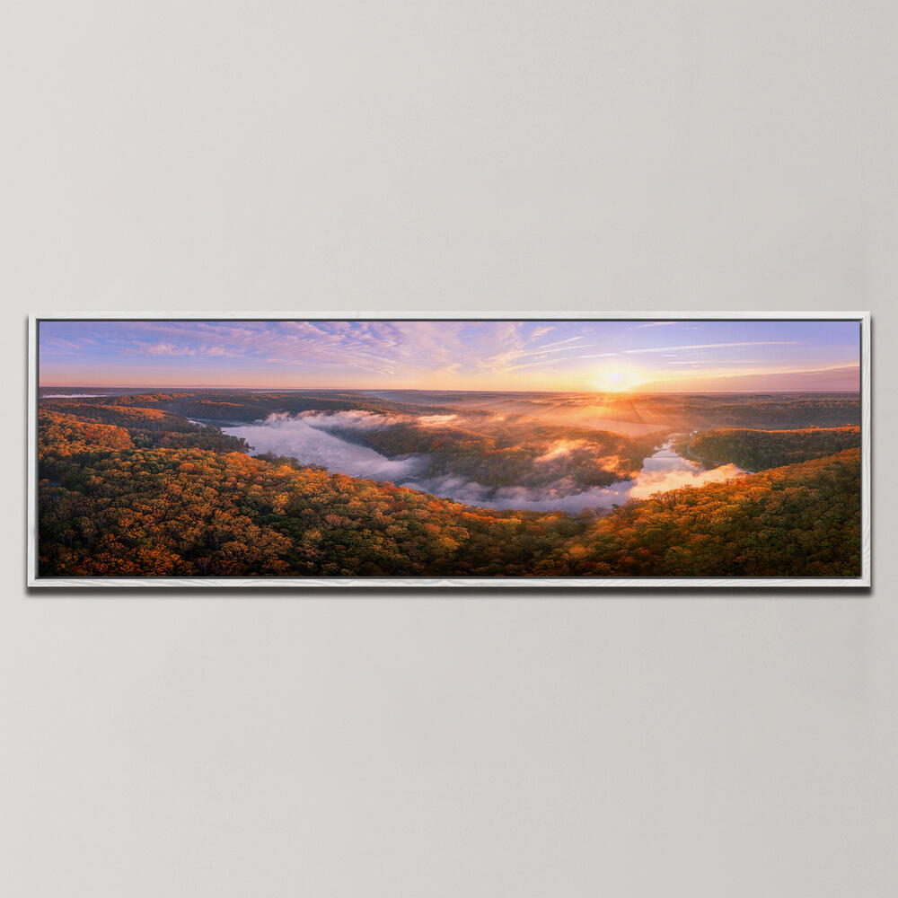 SUNRISE ON A MISTY MORNING , PANORAMIC ART