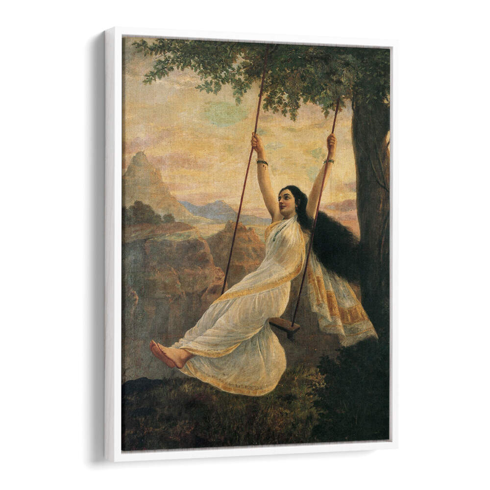 MOHINI ON A SWING , INDIAN ART PAINTINGS