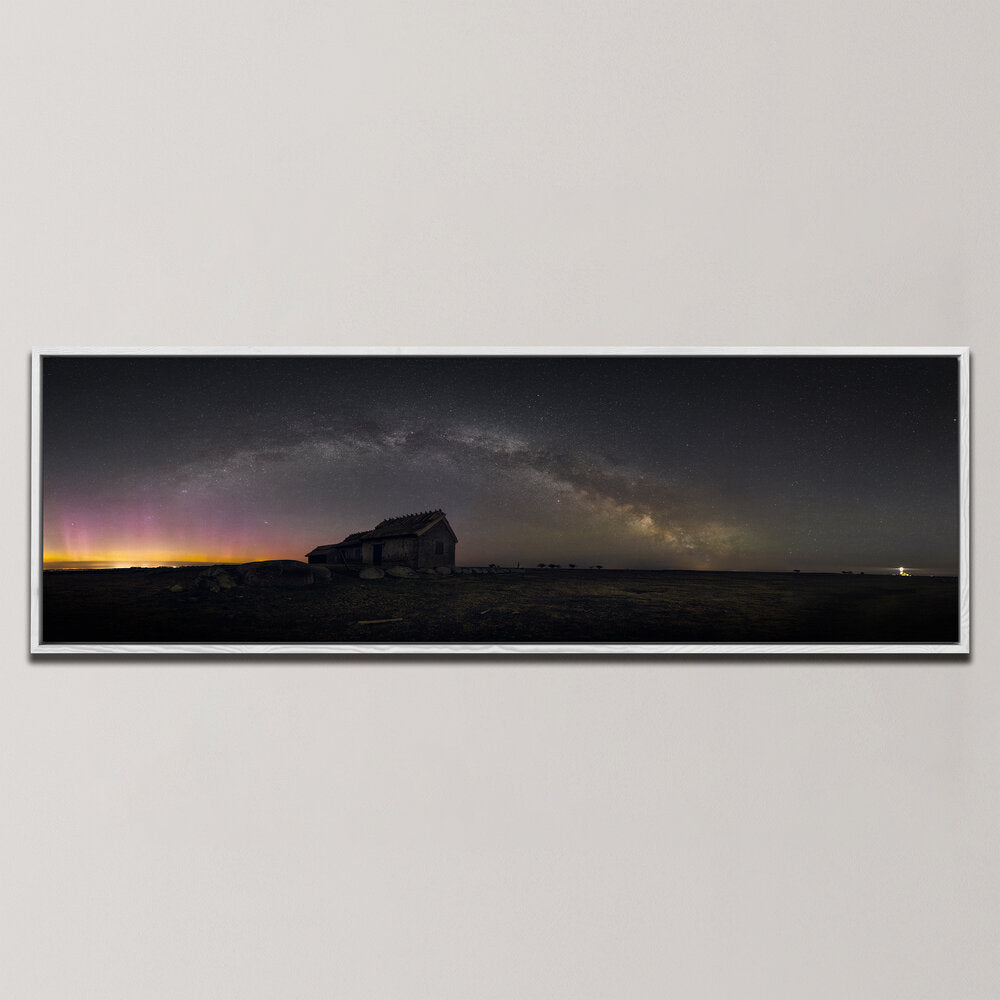 MILKY WAY, AURORA AND A LIGHTHOUSE , PANORAMIC ART