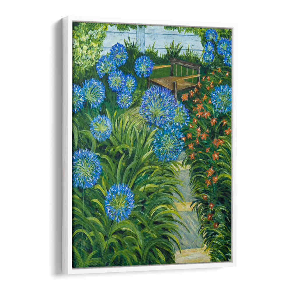 Vibrant PATHWAY, FLORAL FLOWER PAINTINGS showcasing lush blooms and serene pathways for your home decor.