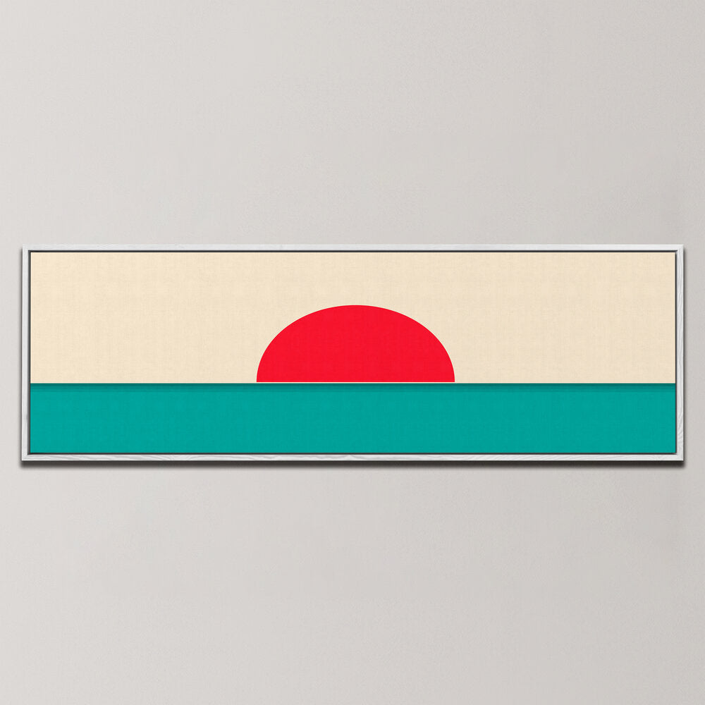 STYLIZED SUNSET OVER WAVES , PANORAMIC ART