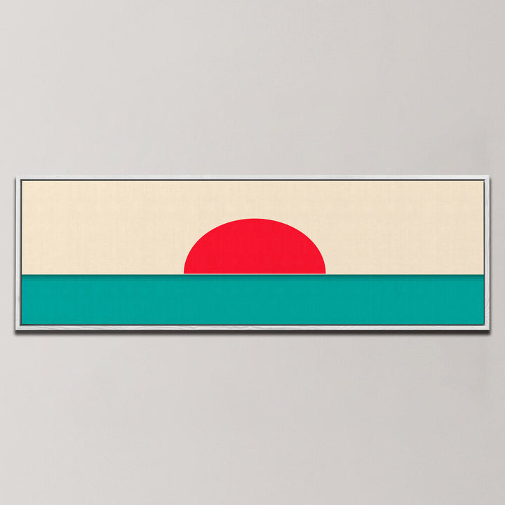 STYLIZED SUNSET OVER WAVES , PANORAMIC ART