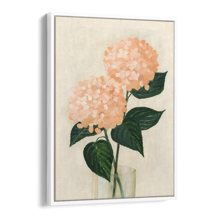 CORAL HYDRANGEAS IN A VASE , FLORAL FLOWER PAINTINGS