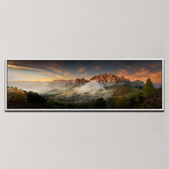 GOLDEN MOMENT AT DOLOMITES , PANORAMIC ART