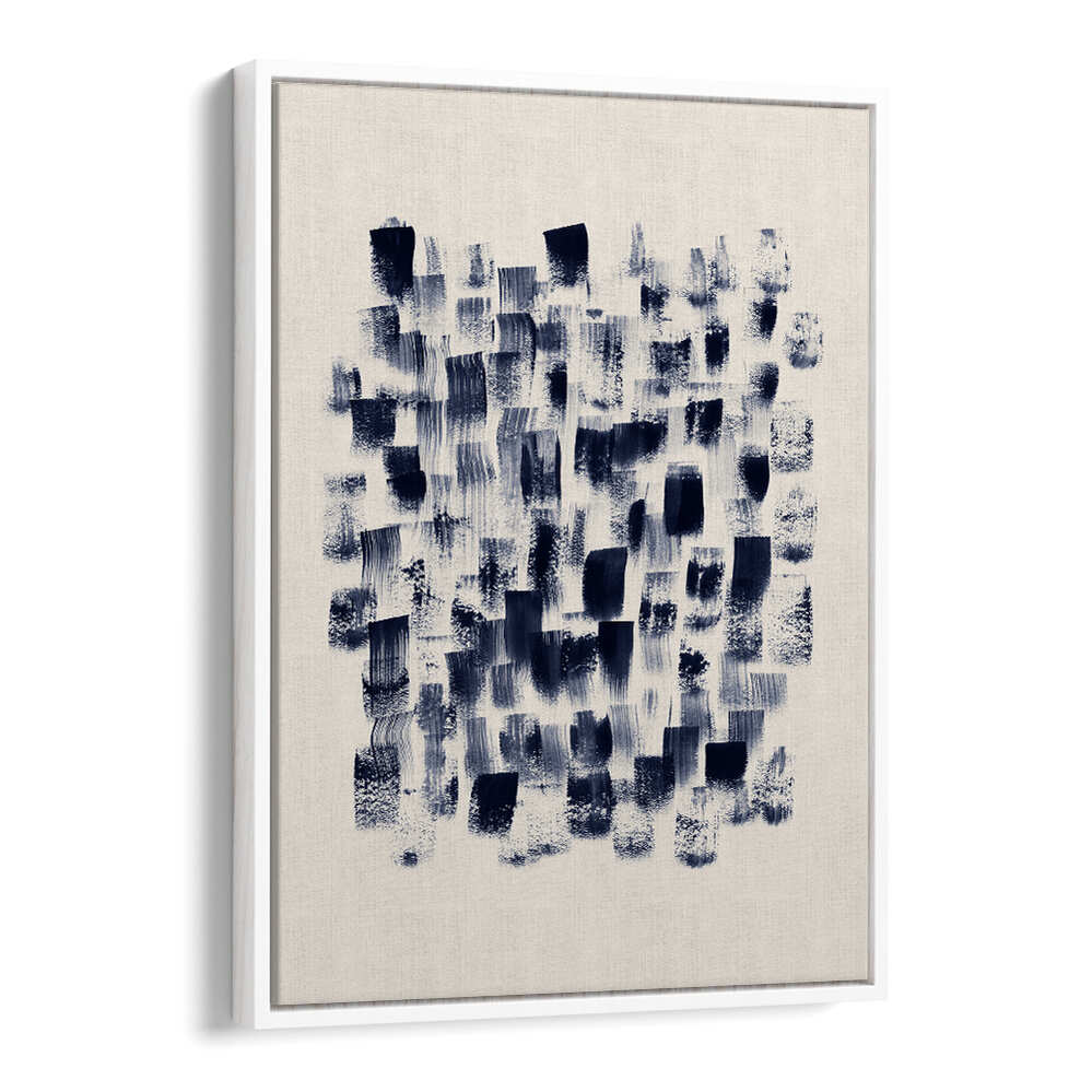 Elegant abstract painting titled "ABSTRACT NAVY RAIN ON CREAM , ABSTRACT PAINTINGS" showcasing navy and cream tones.