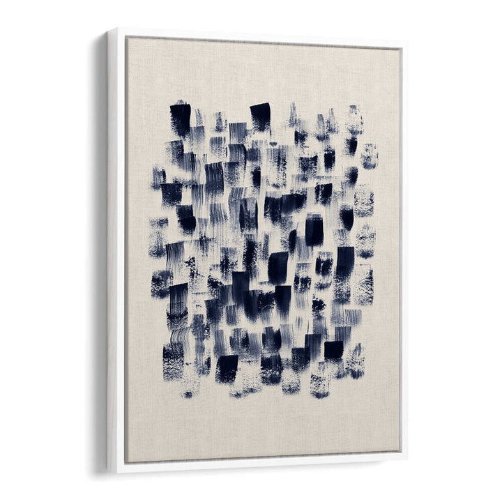 Elegant abstract painting titled "ABSTRACT NAVY RAIN ON CREAM , ABSTRACT PAINTINGS" showcasing navy and cream tones.