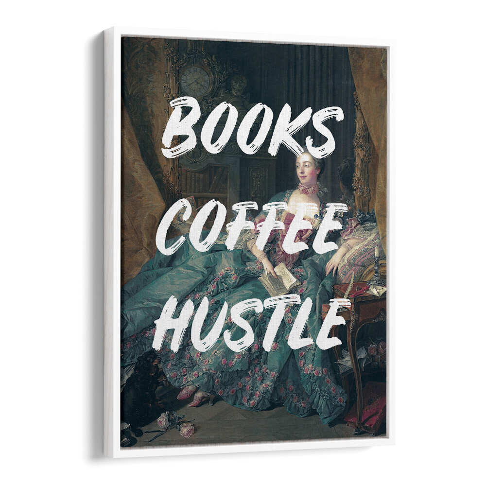 BOOKS COFFEE WHITE , ALTERED ART PRINTS