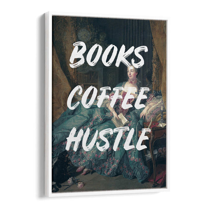 BOOKS COFFEE WHITE , ALTERED ART PRINTS
