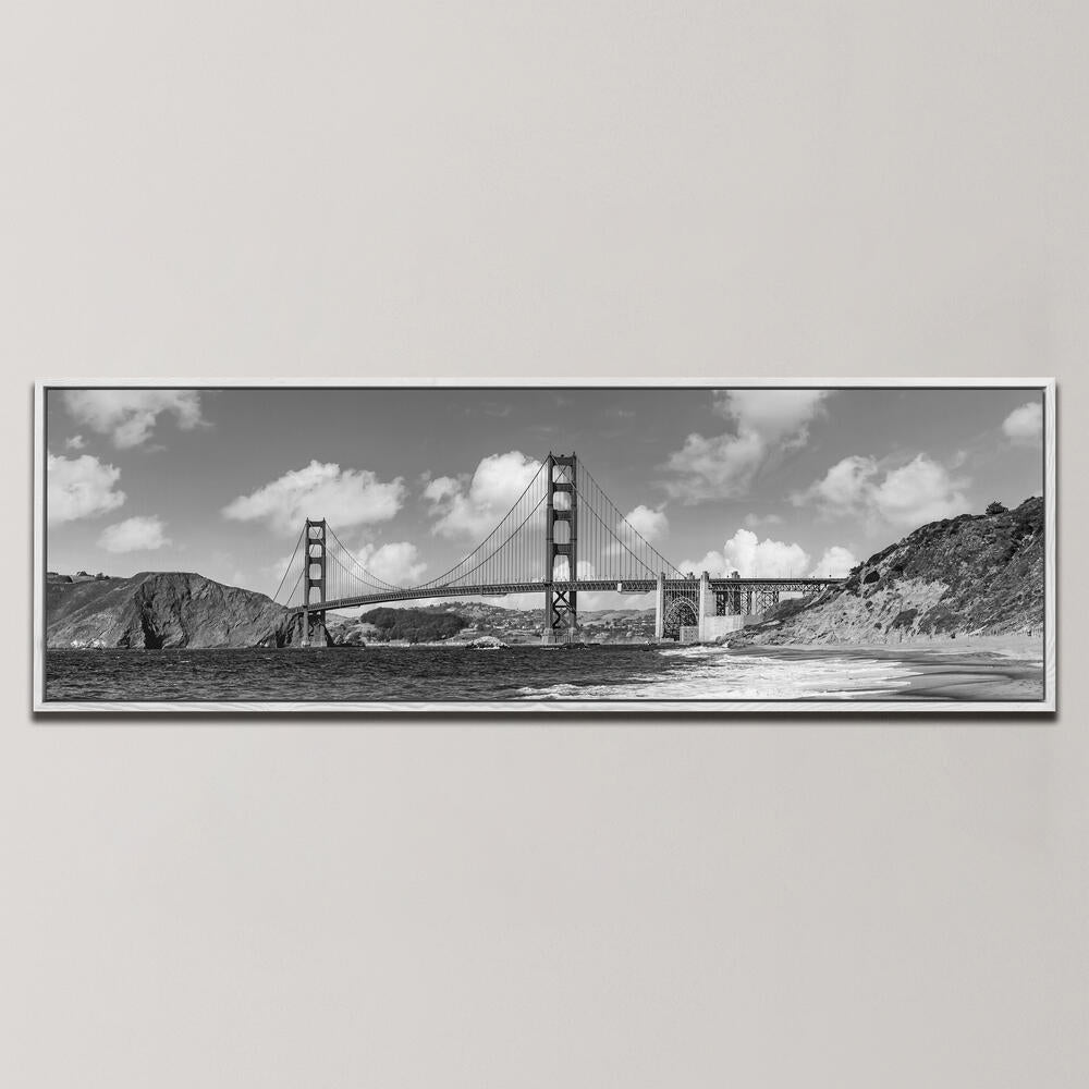 GOLDEN GATE BRIDGE BAKER BEACH MONOCHROME , PANORAMIC ART