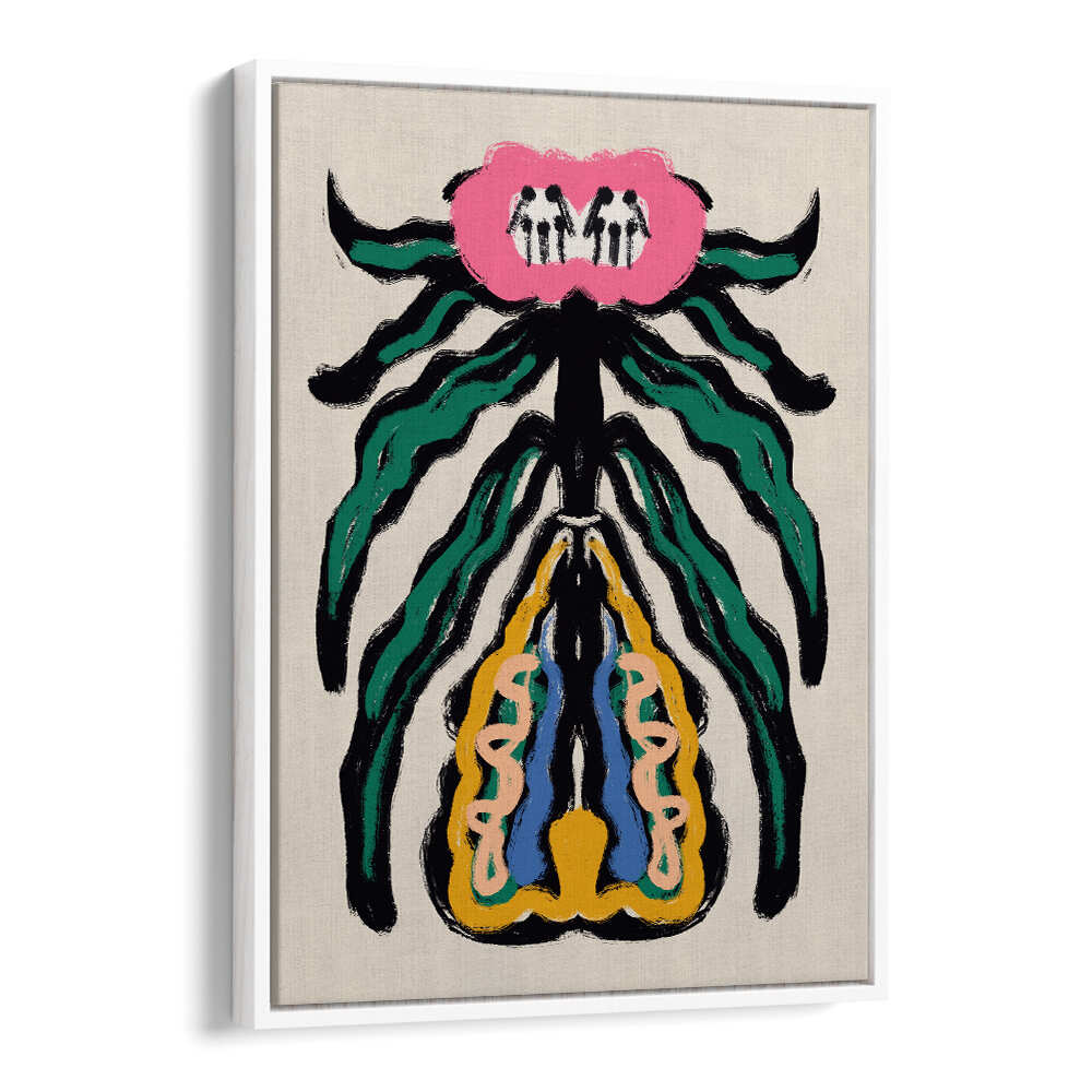 SYMMETRICAL DESIGN WITH A PINK FLOWER , FLORAL FLOWER PAINTINGS