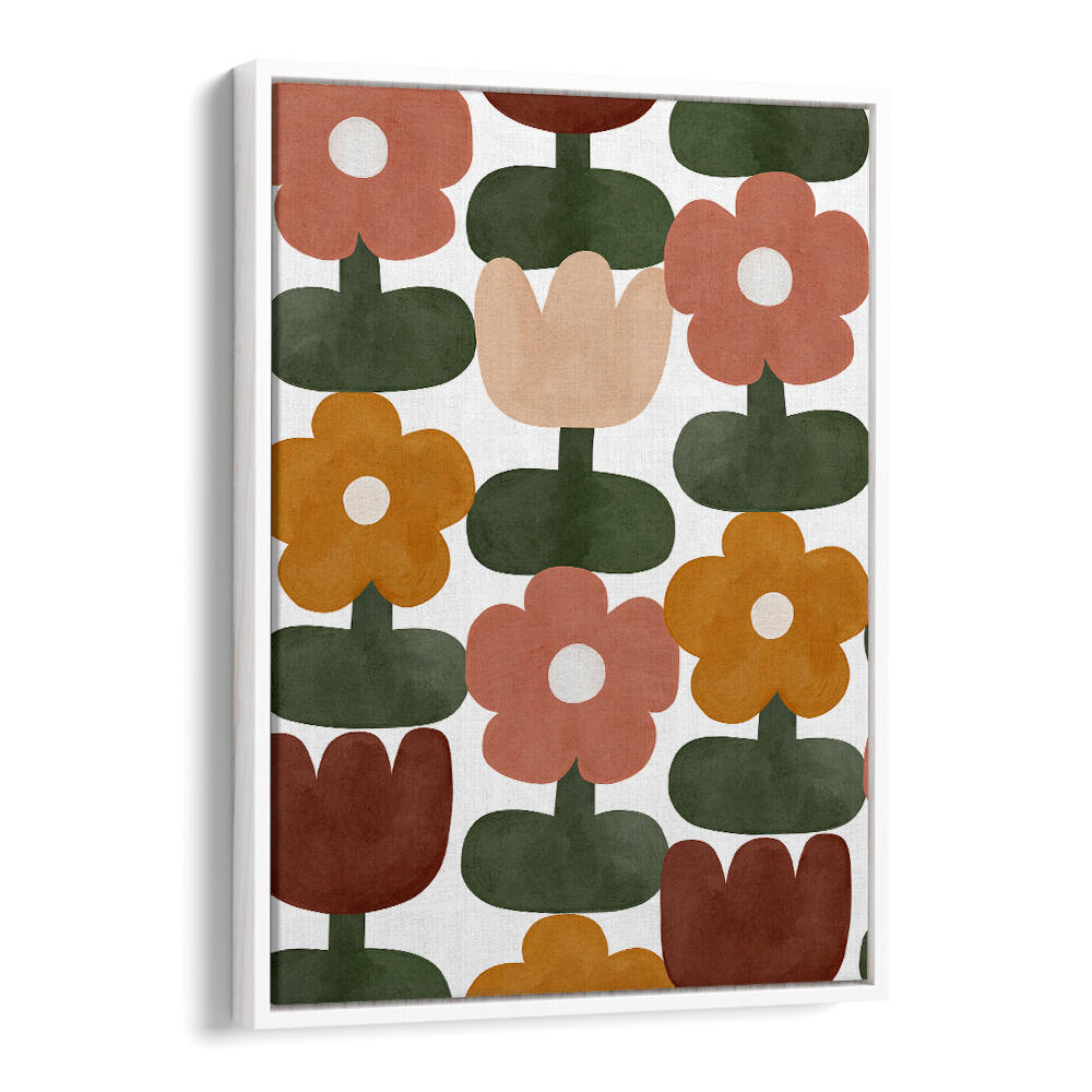 RETRO FLORAL GRID , KIDS ROOM PAINTINGS