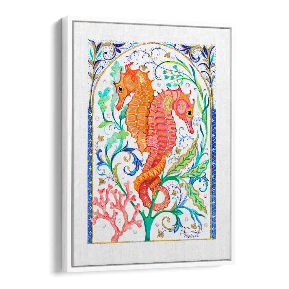 TWO VIBRANT SEAHORSES , BEACH PAINTINGS