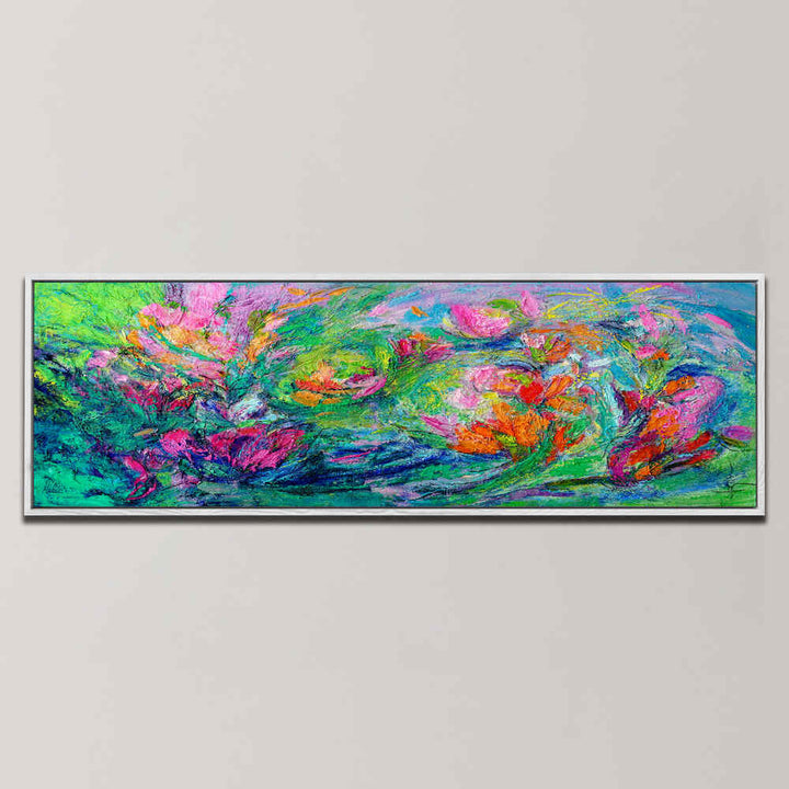 VIBRANT FLORAL LANDSCAPE , PANORAMIC ART