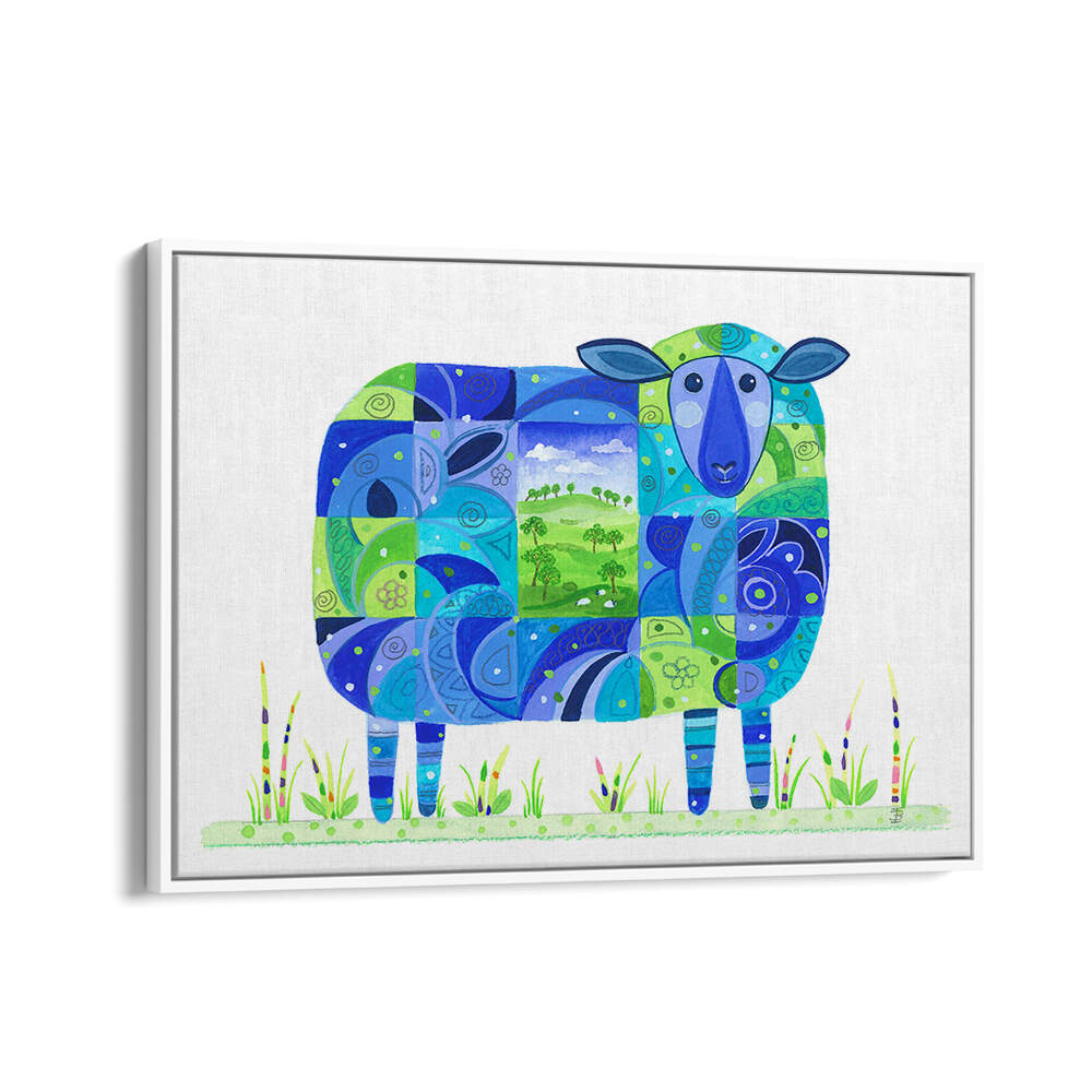 BLUE SHEEP ABSTRACT , KIDS ROOM PAINTINGS