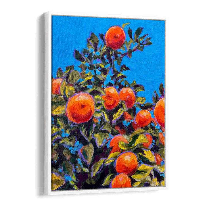 SEVILLE ORANGES , KITCHEN POSTERS featuring vivid painted oranges on leafy branches against a bright blue sky
