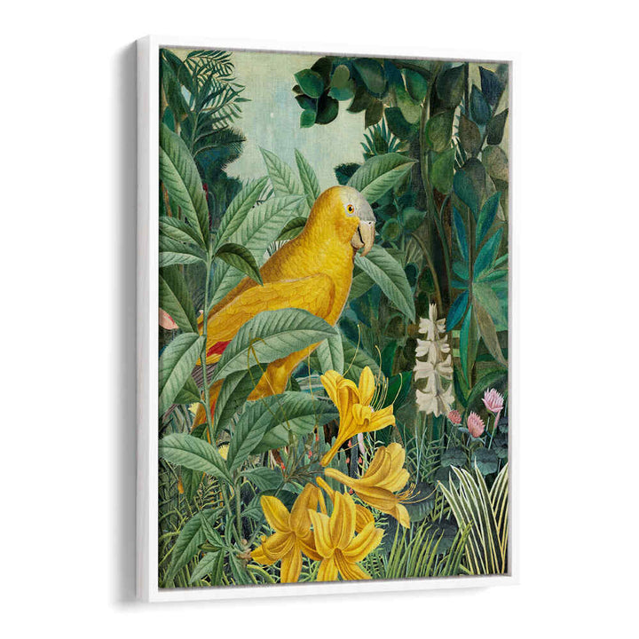 YELLOW PARROTS IN GREEN , ANIMAL PAINTINGS