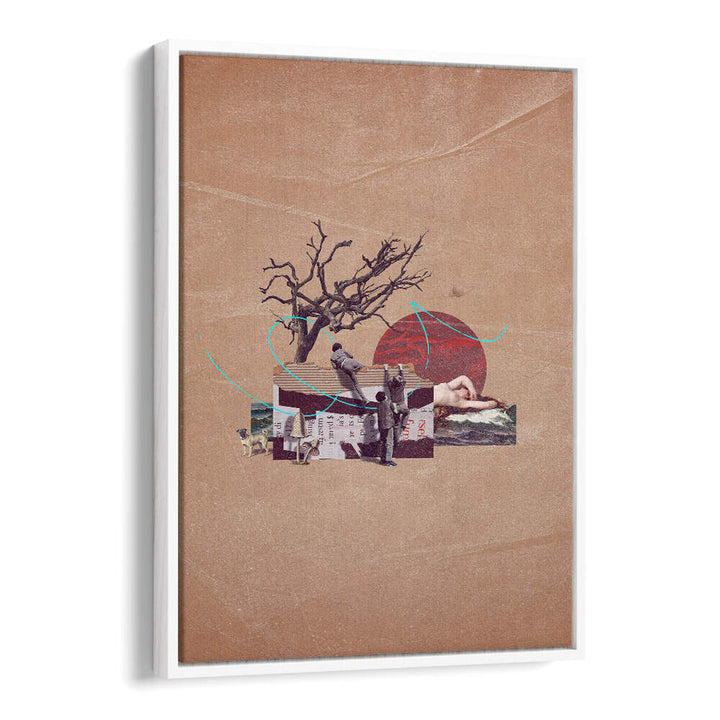 Surreal art print titled "SECRET," featuring a unique collage of figures, nature, and abstract elements.
