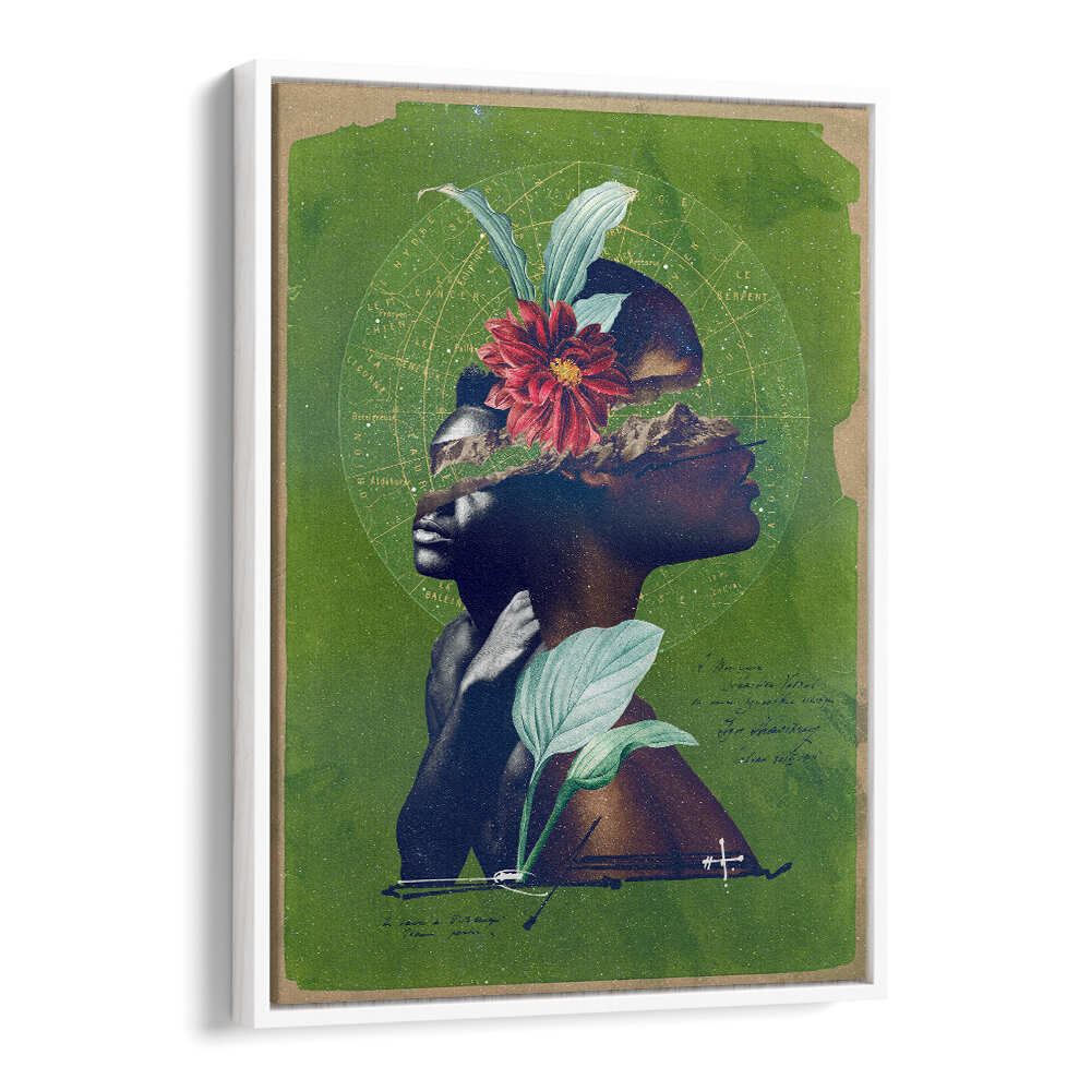 Surreal art print "THE ROOTS, SURREAL ART PRINTS" features vibrant colors and botanical elements, perfect for any space.