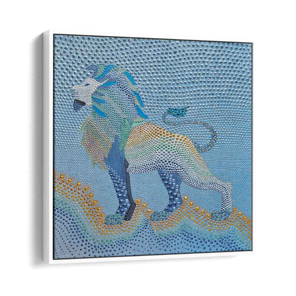 Dotted Majesty Lion, animal paintings in vibrant colors, capturing nature's essence for your home decor.