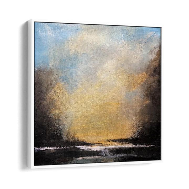Captivating SUNSET TRANQUIL HORIZON, LANDSCAPE PAINTINGS showcasing vibrant colors and serene abstract beauty.