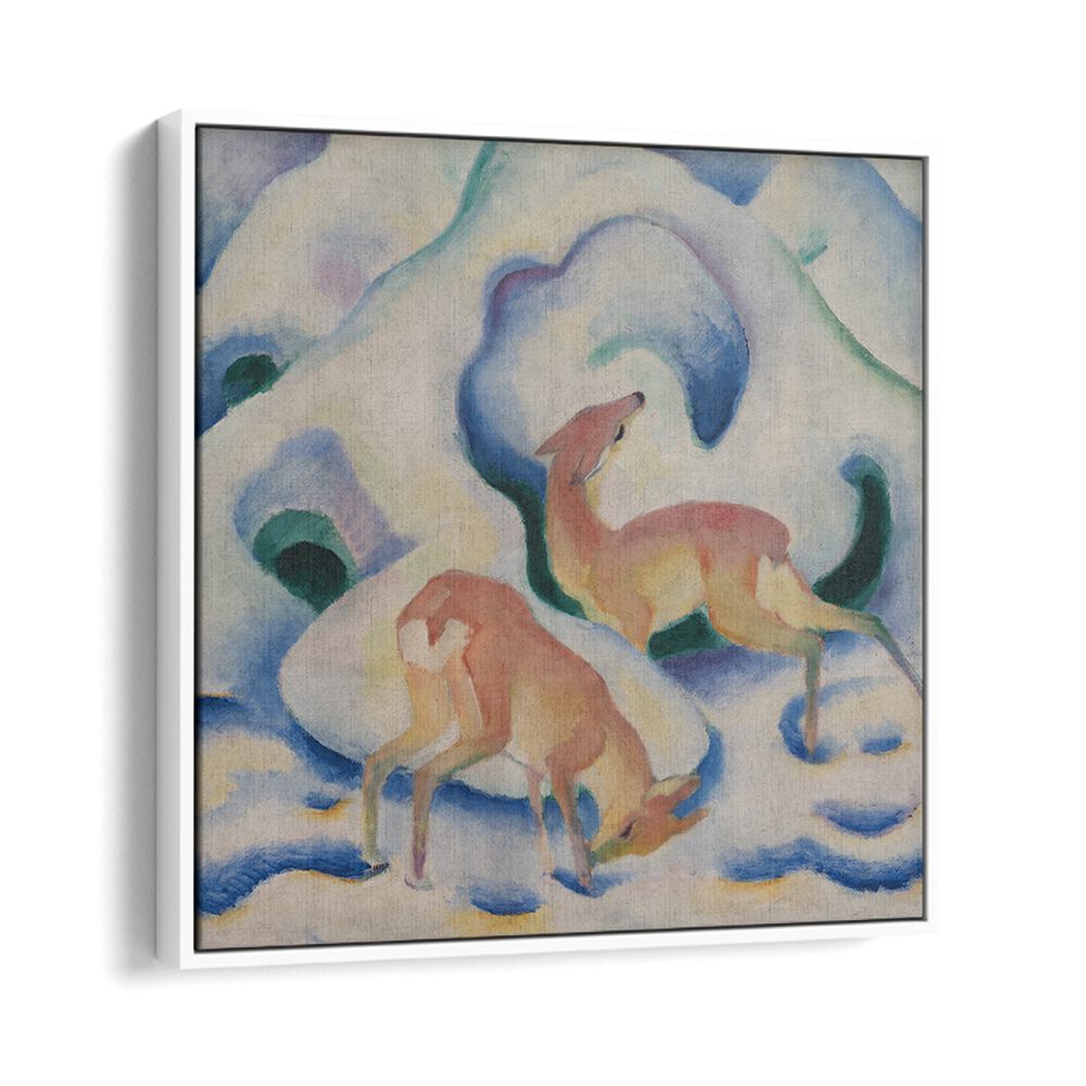 DEER IN THE SNOW II, VINTAGE PAINTINGS